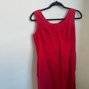 100% natural fiber vintage striking red statement linen cotton basic mini dress